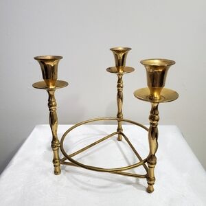 Brass 3-Arm Candle Holder Centerpiece